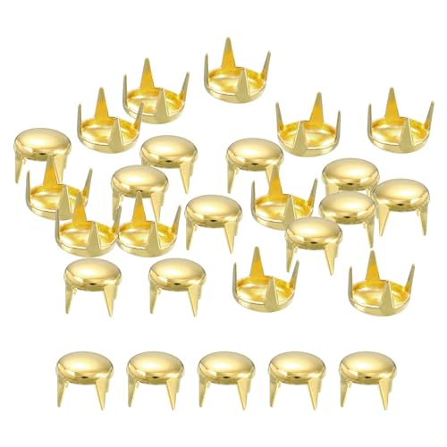 sourcing map 200 Stück 7mm Goldene Runde Kuppelnieten Metallkrallenperlen Nagelkopfnieten Spike Nieten Punk Rock DIY für Lederhandwerk Kleidungsgürtel Tasche Schuharmband Zubehör von sourcing map