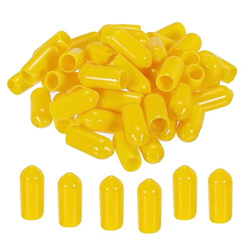 sourcing map 200 Stück Gummi Endkappen 6 mm PVC Vinyl Kunststoff Schutzkappen Abdeckung für Schrauben Bolzen Gewinde Metallstäbe Elektrokabeln Drahtseile Bowdenzug Rund Rohr Zaunpfosten, Gelb von sourcing map