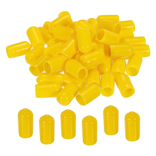 sourcing map 200 Stück Gummi Endkappen 8 mm PVC Vinyl Kunststoff Schutzkappen Abdeckung für Schrauben Bolzen Gewinde Metallstäbe Elektrokabeln Drahtseile Bowdenzug Rund Rohr Zaunpfosten, Gelb von sourcing map