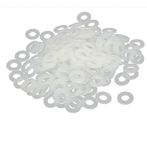 sourcing map 200 Stück Nylon Unterlegscheiben Distanzstücke Dichtungen Verschluss Grau Weiß M5 x 10mm x 1mm von uxcell