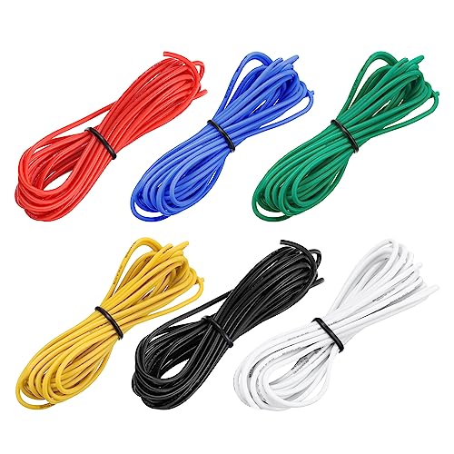 sourcing map 20AWG Elektrischer Draht Kabel 3 Meter Litzendraht Silikon Verzinnte Kupferdrahtspule je 0,52 mm² Solid Elektronik Wire für DIY RC-Modell Lampen Haushaltsgeräte, 6 Farben von sourcing map