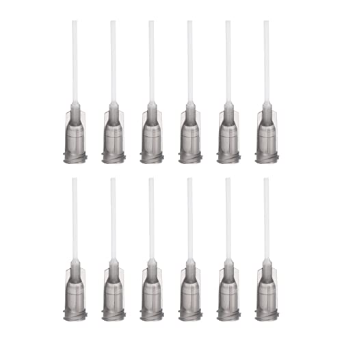 sourcing map 20Stk 16G Plastik Dosiernadeln 1" PTFE Kleber Nadel Rohr Stumpfe Luer Sperre Spitzen mit PP Flexibel Nadel für Flüssigkleber Pistole Grau von sourcing map