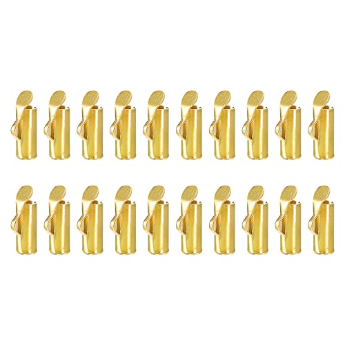 sourcing map 20Stk Aufschieben Ende Klammern 8mm Rohr Kugel Perle Schieber Crimp Ende für Mehrfache Stränge DIY Handwerk Herstellung Gold Ton von sourcing map