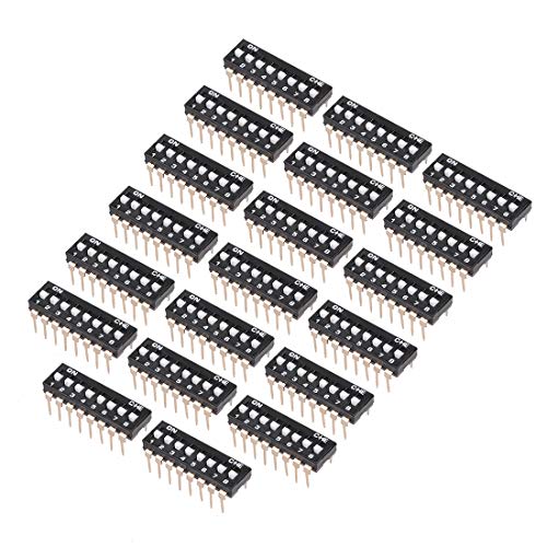 sourcing map 20Stk DIP-Schalter 1-8 Bits für 2,54 mm Rasterung der Steckbrett-Platine schwarz von sourcing map