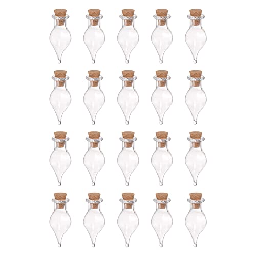 sourcing map 20Stk Mini Glas Flaschen mit Korkstopfen Einzelpunkt Geformt Winzige Glasgefäße Klein Glasflaschen Klare Wunsch für Handwerk Kunst Handarbeit Party Dekoration von sourcing map