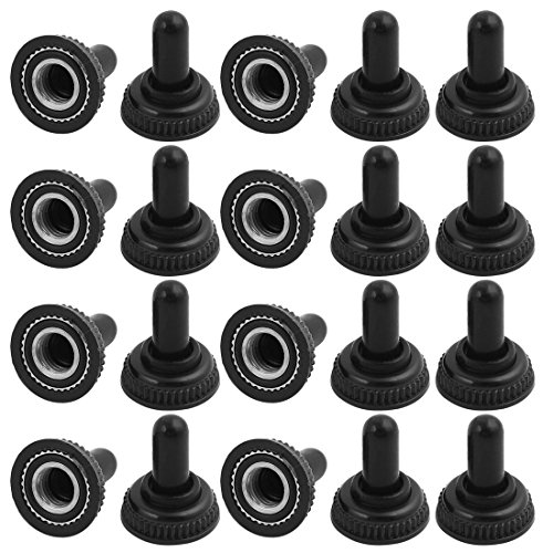 sourcing map 20Stk. Mini 6mm Gewinde Kippschalter wasserdicht Gummikappe Abdeckung schwarz DE de von sourcing map