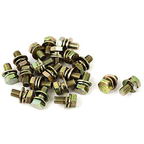 sourcing map 20Stk. Sechskantkopf Schraube mit Unterlegscheibe M8x16mm 8.8 Grad Gelb Verzinkt de von uxcell