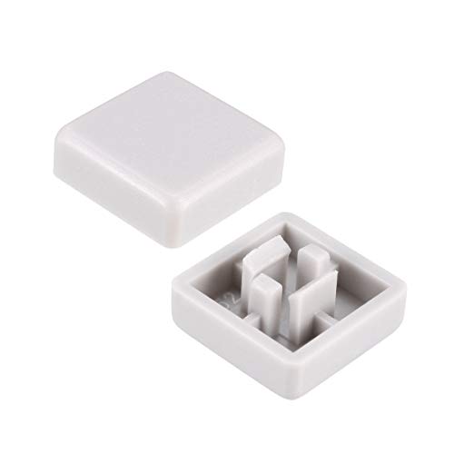 sourcing map 20x Kunststoff 12x12mm Abdeckung Tastenkappen Grau Druckknopf Taktile 12x12x7,3mm Taktschalter von sourcing map