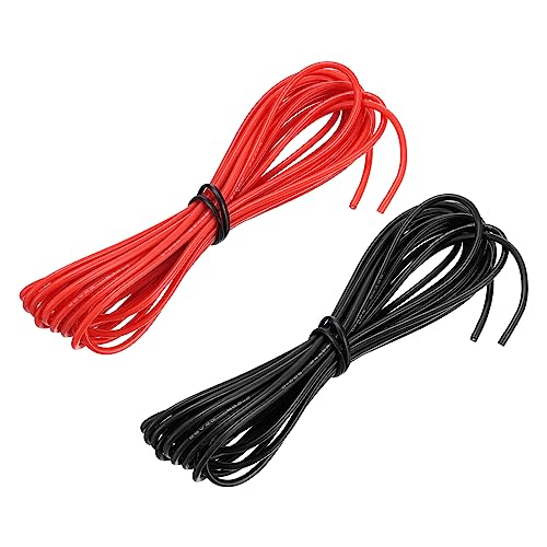 sourcing map 22AWG Elektrischer Draht Kabel 3 Meter Litzendraht Silikon Verzinnte Kupferdrahtspule je 0,32 mm² Solid Elektronik Wire für DIY RC-Modell Lampen Haushaltsgeräte, Schwarz,Rot von sourcing map