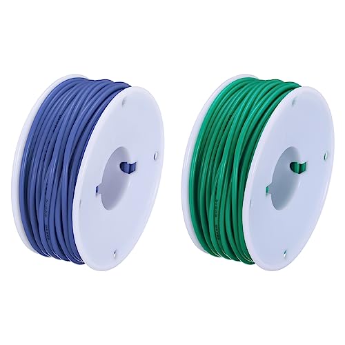 sourcing map 22AWG Elektrisch Draht 0,33mm² Batterie-Elektrokabel Leitungen 15m pro Rolle Litzendraht Kabel Verzinkt Kupferkabel Silikonkabel Jumper Wire für DIY Modelle Anschluss, Blau/Grün von sourcing map