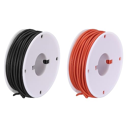 sourcing map 22AWG Elektrisch Draht 0,33mm² Batterie-Elektrokabel Leitungen 15m pro Rolle Litzendraht Kabel Verzinkt Kupferkabel Silikonkabel Jumper Wire für DIY Modelle Anschluss, Schwarz/Rot von sourcing map