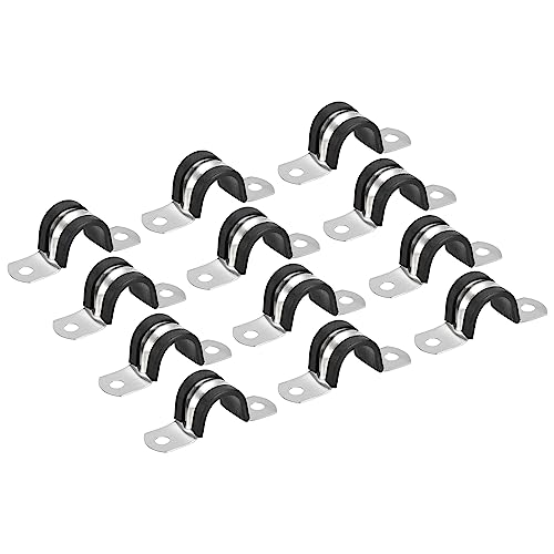 sourcing map 22Stk 20mm(25/32") Rohrschellen Kabel Klemme Gummi Leitung Riemen Gummi Gepolstert 304 Edelstahl Schlauch Klemme U Form Metall Klemme Rohr Halter für Rohr Leitung Draht von sourcing map