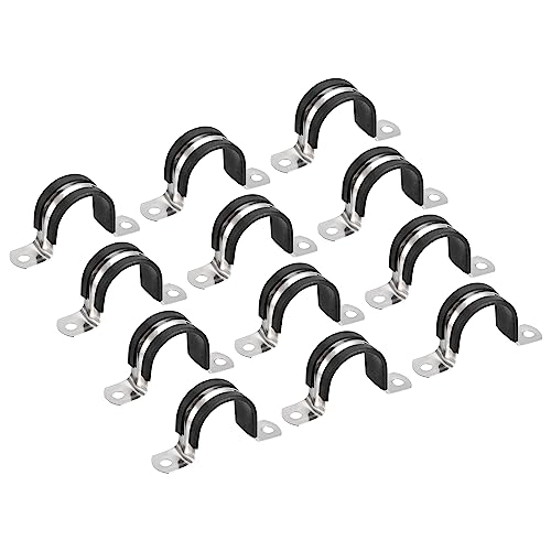 sourcing map 22Stk 30mm(1-3/16") Rohrschellen Kabel Klemme Gummi Leitung Riemen Gummi Gepolstert 304 Edelstahl Schlauch Klemme U Form Metall Klemme Rohr Halter für Rohr Leitung Draht von sourcing map