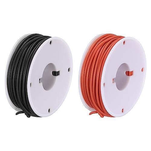 sourcing map 24AWG Elektrisch Draht 0,21mm² Batterie-Elektrokabel Leitungen 15m pro Rolle Litzendraht Kabel Verzinkt Kupferkabel Silikonkabel Jumper Wire für DIY Modelle Anschluss, Schwarz/Rot von sourcing map