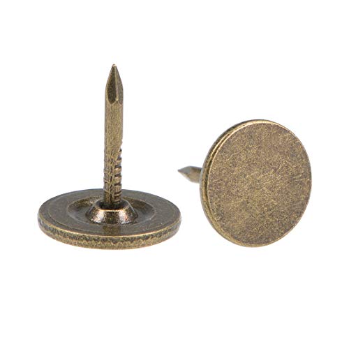 sourcing map 25 Stück Polsternägel, flacher Kopf 11mmx13mm Möbelnägel，Reißnägel für Möbel, Sofa Kopfteile Bronze von sourcing map