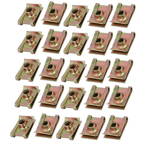 sourcing map 25pcs Eisen Geschwindigkeit Fastener U Mutter Clip Messing M6 Schraubenbolzen DE von uxcell