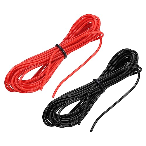 sourcing map 26AWG Elektrischer Draht Kabel 3 Meter Litzendraht Silikon Verzinnte Kupferdrahtspule je 0,13 mm² Solid Elektronik Wire für DIY RC-Modell Lampen Haushaltsgeräte, Schwarz,Rot von sourcing map