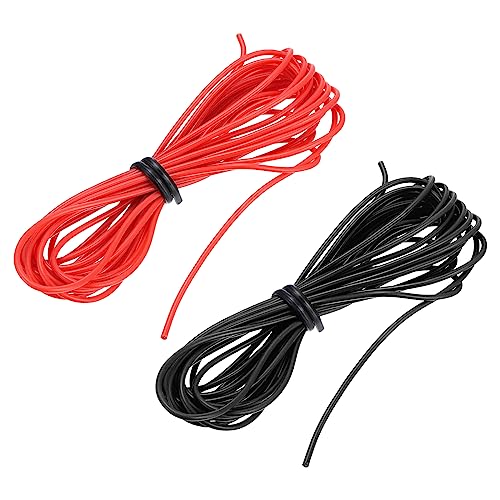 sourcing map 28AWG Elektrischer Draht Kabel 3 Meter Litzendraht Silikon Verzinnte Kupferdrahtspule je 0,08 mm² Solid Elektronik Wire für DIY RC-Modell Lampen Haushaltsgeräte, Schwarz,Rot von sourcing map