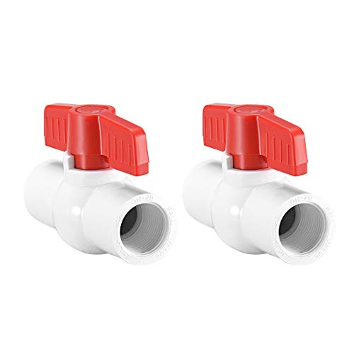 sourcing map 2Pcs PVC Kugelhahn Wasserleitung Gewindeenden 3/4" Innenlochdurchmesser Rot Weiß von sourcing map