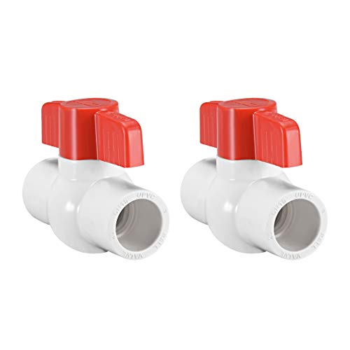 sourcing map 2Pcs PVC Kugelhahn Wasserleitung belegend 1/2" Innenlochdurchmesser Rot Weiß von sourcing map