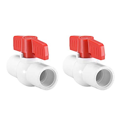 sourcing map 2Pcs PVC Kugelhahn Wasserrohr Gewindeenden 1" Innendurchmesser Rot Weiß von sourcing map