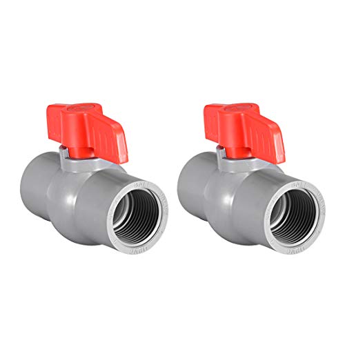 sourcing map 2Pcs PVC Kugelhahn Wasserrohr Gewindeenden 1" Innenlochdurchmesser Rot Grau von sourcing map