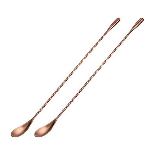 sourcing map 2Stk Barlöffel Cocktail Mischlöffel 12" Edelstahl Lang Griff Löffel Spiralgriff Getränk Mischlöffel für Mischglas oder Mixbecher Rose Gold von sourcing map
