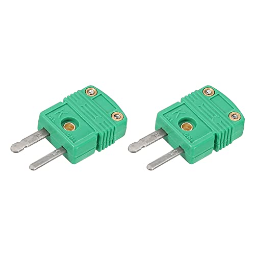 sourcing map 2Stk K Typ Thermoelement Draht Steckverbinder Stecker Steckdose Adapter Hohe Temperatur 220°C(428°F) für Thermoelement Sensor Fühler Grün von sourcing map