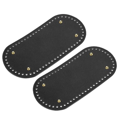 sourcing map 2 Stück Taschenboden 25x12cm Taschenboden zum Häkeln PU Leder Geldbeutel Kissen Basis Taschen Häkel Zubehör für Heimwerker Stricken Häkeln Taschenherstellung (Schwarz) von sourcing map