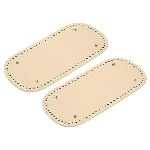 sourcing map 2Stk Ovaler Beutelboden Form Pad 30x10cm PU Leder Geldbeutel Kissen Basis für Heimwerker Stricken Häkeln Tasche Herstellung (Beige Weiß) von sourcing map