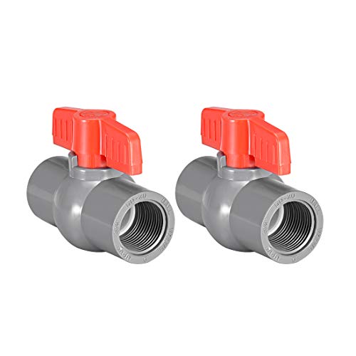 sourcing map 2Stk PVC Kugelhahn Wasserrohr Gewindeende G3/4 Innendurchmesser Rot Grau von sourcing map