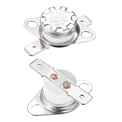 sourcing map KSD301 Thermostat 150°C/302 °F 10A Normalerweise geschlossen N.C. Einstellen der Schnappscheiben-Temperaturschalter für Mikrowelle, Backofen, Kaffeemaschine 2 Stück von sourcing map