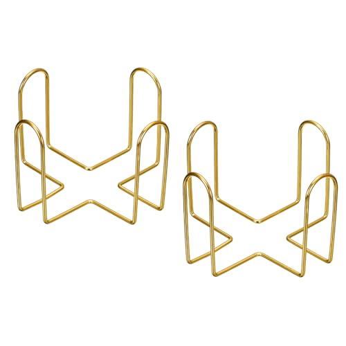 sourcing map 2Stk Untersetzer Halter 2.17" - Eisen Metall Untersetzer Ablage Rack für Beide Runde und Quadrat Halten 6 Untersetzer (Gold) von sourcing map