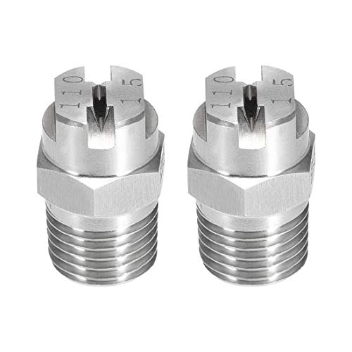 sourcing map Flachstrahldüse,1/4BSPT Hochdruck Sprühdüse Ersatzdüsen für Hochdruckreiniger Wasserbesen aus 304 Edelstahl 110 Grad, 2,4 mm Öffnung - 2 Stück von sourcing map