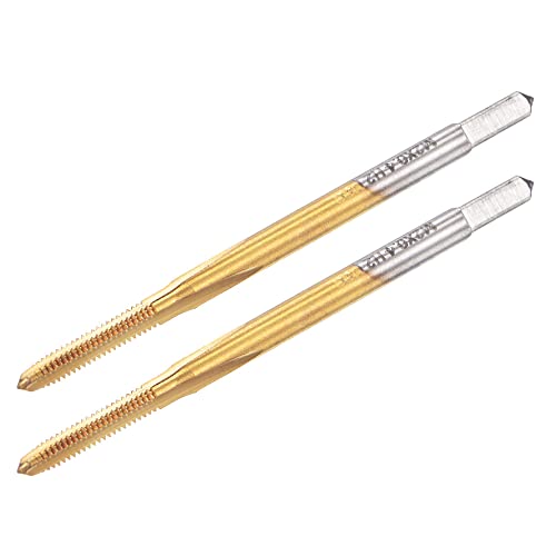 sourcing map 2Stk. Gewindefräser Metrisch M2 x 0,4 Titanbeschichtetes Kobalt HSS (Schnellarbeitsstahl) 3 gerade Nuten Mikrogewindebohrer für Uhren und Armbanduhren von sourcing map