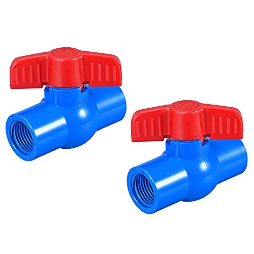 sourcing map 2Stk. Kugelventil für Aquarium Aufbau Abwasserpumpe Teich Garten Sprinkler PVC Kugelhahn G1/2 Innengewinde blau rot von sourcing map