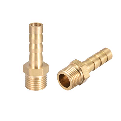 sourcing map 2Stk. Messing Schlauchanschluss Stecker Adapter 6mm Widerhaken x1/8"G Außenrohr von sourcing map