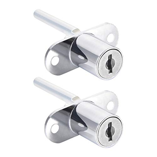 sourcing map 2 Stück Schubladen Schreibtisch Kleiderschrank Kolbenschloss 5/8" Zylinderdurchmesser 13/16" Zylinderlänge Zinklegierung Chrom Oberfläche,Anders Schlüssel von sourcing map