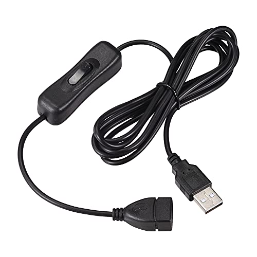 sourcing map 2Stk.USB Kabel mit Ein/Aus Schalter USB Stecker auf Buchse Verlängerungskabel 2 Meter Schwarz für LED Schreibtischlampe LED Streifen von sourcing map