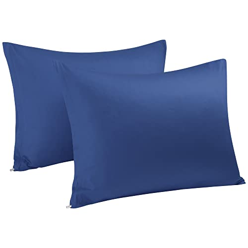 sourcing map 2er Kissenbezug Set aus ägyptische Baumwolle Reißverschluss Kissenbezüge Superweicher Kopfkissenbezug Marineblau 51x66cm von uxcell