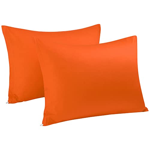 sourcing map 2er Kissenbezug Set aus ägyptische Baumwolle Reißverschluss Kissenbezüge Superweicher Kopfkissenbezug Orange 51x66cm von uxcell