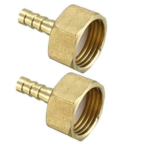 sourcing map 2 Stück Schlauchanschluss Adapter aus Messing mit Widerhaken 6,5 mm mit Widerhaken x G1/2-Innengewinde von sourcing map