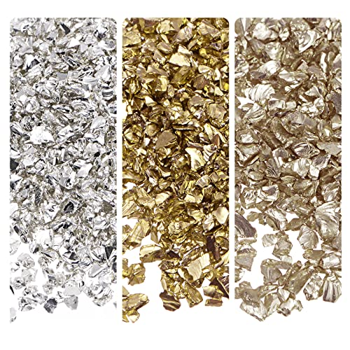 sourcing map 3 Farben Glassplitter 1-4mm unregelmäßig metallisch Glas 28g Metallisch von sourcing map