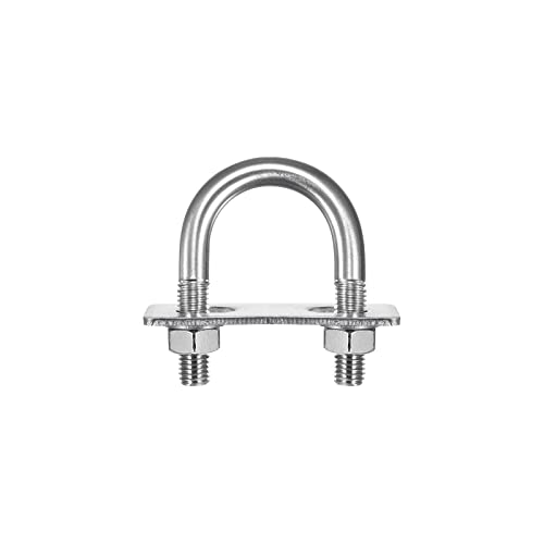 sourcing map 3 Stück Runde U Bolzen M8 x 27mm x 52mm U Schrauben Bügel mit Mutter Platte 304 Edelstahl Bügelbolzen Bügelschraube zum Befestigen Kabel Rohre Rundstangen Seile Autoanhänger von sourcing map