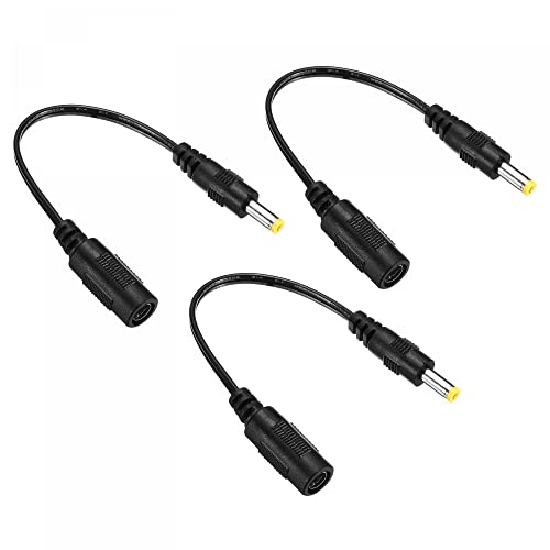 sourcing map 3 Stück DC 5.5x2.1mm Buchse auf 4.8x1.7mm Stecker Verlängerungskabel Netzteil Steckerkabel für LED Lampe Kamera CCTV Schwarz von sourcing map