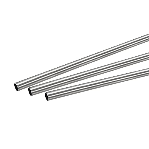 sourcing map 3 Stück 304 Edelstahl Rohr 7mm Außendurchmesser, Nahtlose Gerade Rundrohr 0.4mm Wandstärke, Runde Edelstahlrohr 250mm Länge, Industrie Präzision Metallrohr für Geländer Handläufe von sourcing map