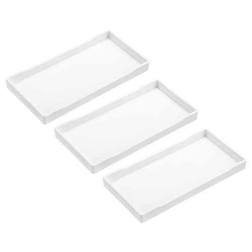 sourcing map 3 Stück Serviertablett Klein Weiß Mini Tablett 4" x 8" Kunststoff Rechteckige Holz Serviertabletts Dekoratives Ottoman Tablett für Frühstück Küche Badezimmer von sourcing map