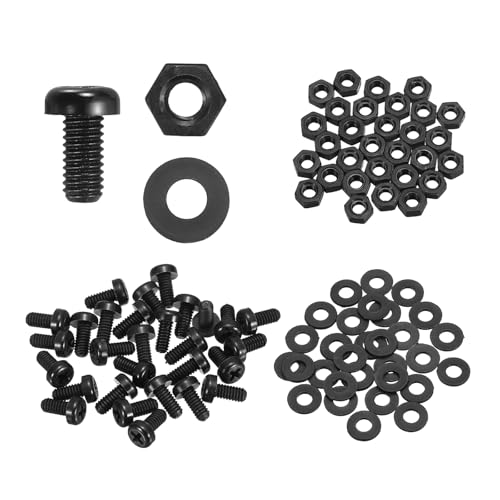 sourcing map 30 Set M4 x 8 mm Nylon PA66 Kunststoff-Kreuz-Rundkopfschrauben, Kreuzschlitzschrauben, Sechskantmuttern, flache Unterlegscheiben, Sortimentskit, metrische Vollgewinde-Bolzenbefestigungen von sourcing map