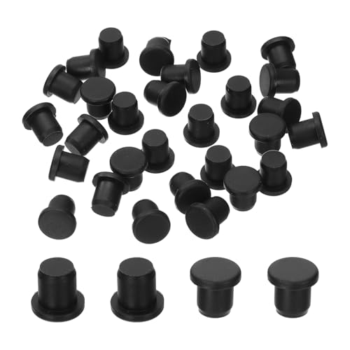 sourcing map 30 Stück Lochstopfen, hitzebeständiges Silikon, bündige Befestigungslochabdeckung für 7,5 mm Loch, runder Schnappverschluss, Rohrstopfen für Möbel, Schrank, Schwarz von sourcing map