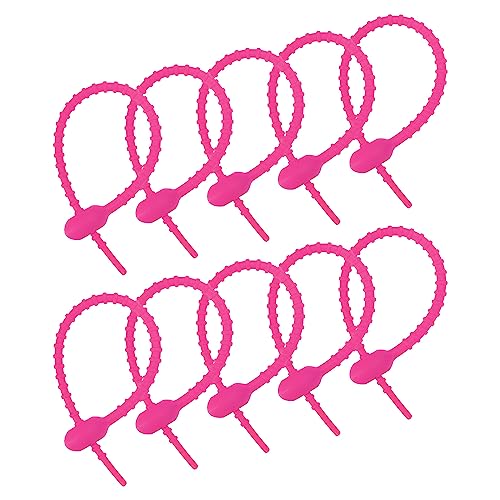 sourcing map 30 Stück Wiederverwendbare Reißverschlüsse 6Zoll Silikon Krawatten Taschenclips Allzweck Silikon Kabelbinder Brotkrawatte Haushalts Verdrehen Krawatten Wiederverwendbare Fuchsia von sourcing map